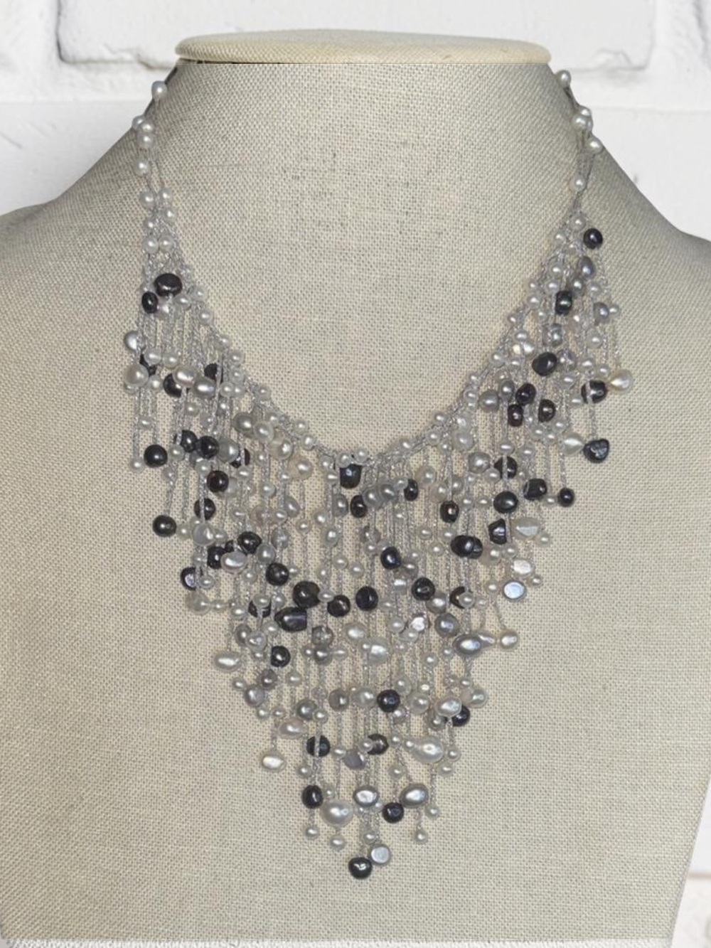 Freshwater Pearl Cascade 585/14K Necklace - Picture 2 of 5